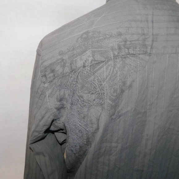 Quiksilver Mens L Gray Long Sleeve Button Front shirt - Picture 9 of 10
